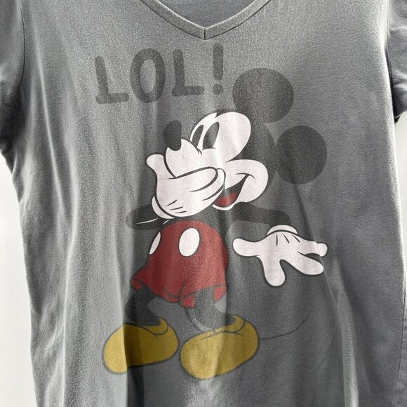Disney Junior Mickey Mouse 18 Gray V-Neck T-Shirt LOL Print XXL Cotton Graphic - Picture 7 of 16
